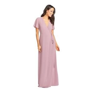 show me your mumu noelle flutter wrap dress antique rose chiffon women small